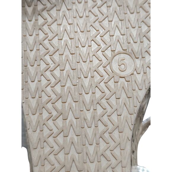 MICHAEL KORS Cate Beth MK logo Women's Size 5 Leather Cork Wedge Heel Sandals - Picture 4 of 4